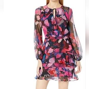 Vibrant Long Sleeve Abstract Dress